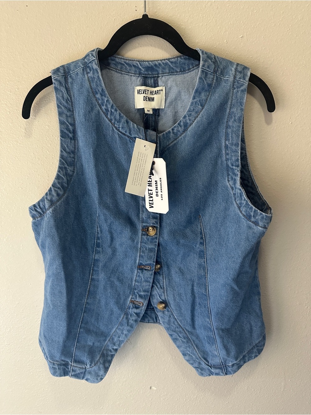 Velvet Heart Light Blue Denim Button Front Vest